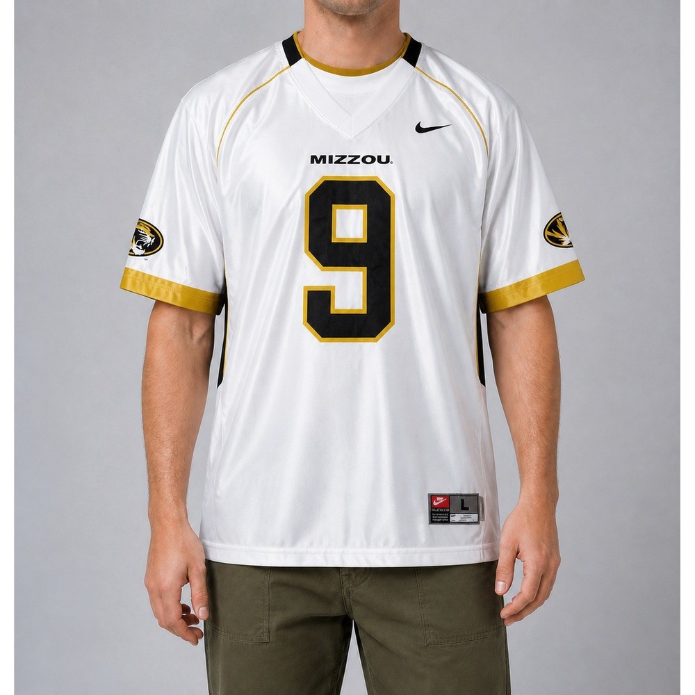 Nike Missouri Tigers Mizzou Football Jersey White Gold #9 Mens Large L